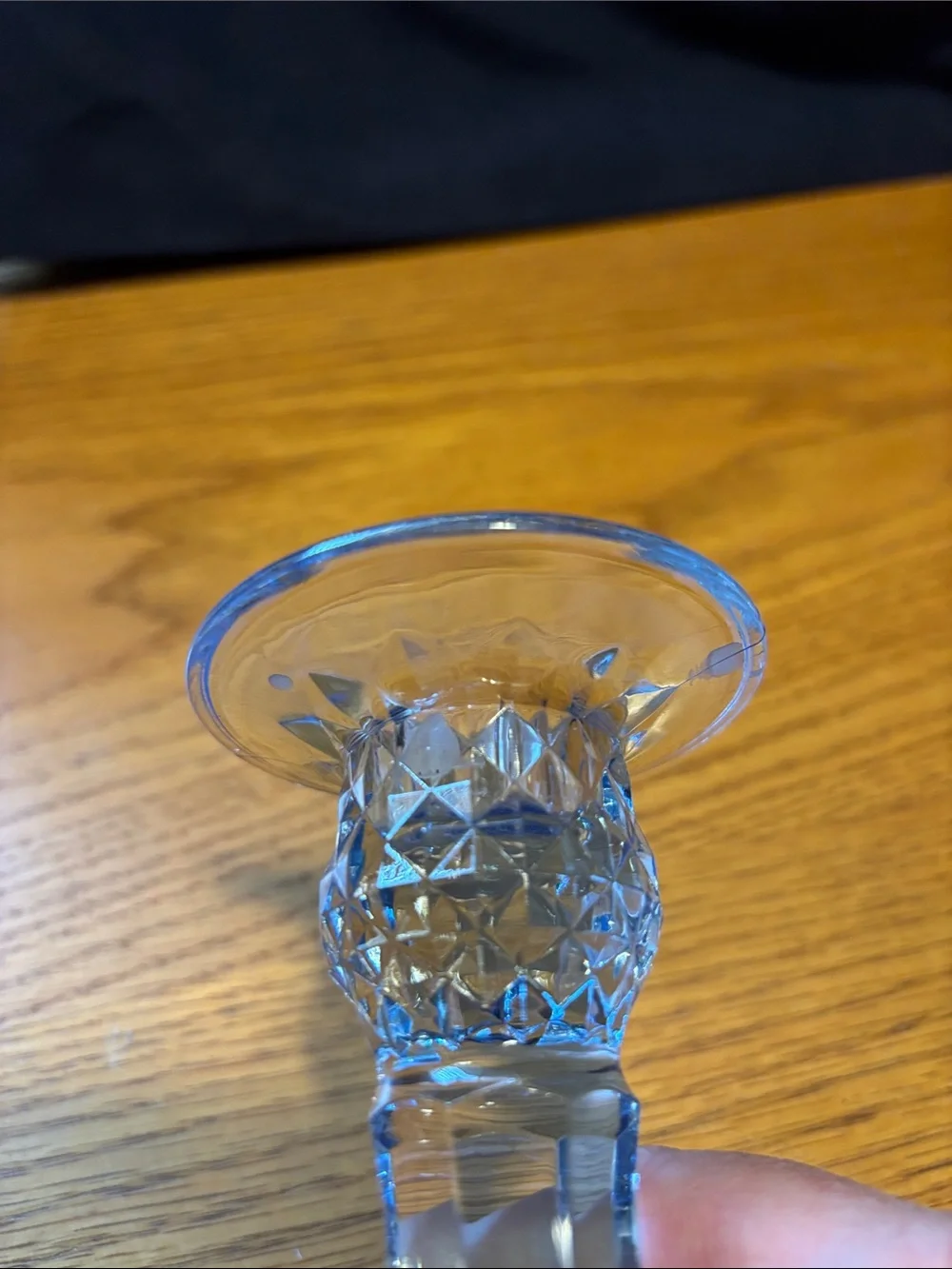 Baby Blue Pressed Glass Candlestick Holder